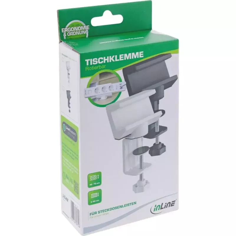 Power extension holder InLine 23193B rotatable screw clamp black
