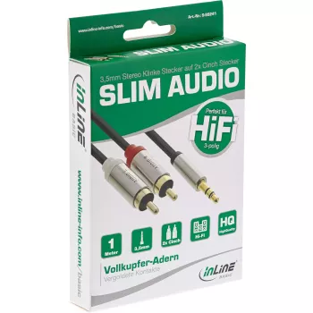 Audio Cable 3.5mm M to 2x RCA M InLine Basic Slim S-99241