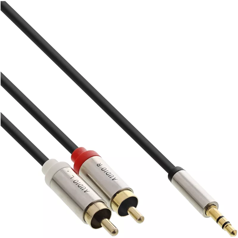 Audio Cable 3.5mm M to 2x RCA M InLine Basic Slim S-99241