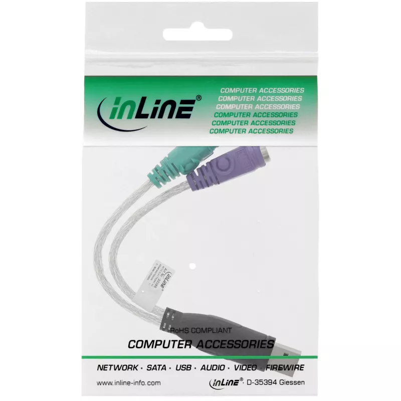 InLine USB to PS/2 Converter USB Type A male / 2x PS/2 female