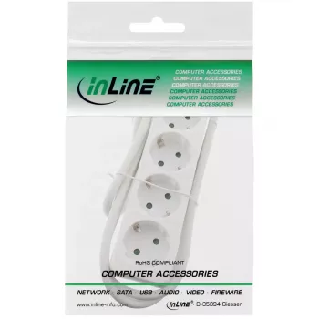 InLine Socket strip, 4-way earth contact CEE 7/3, white, 1.5m