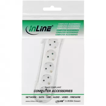InLine Socket strip, 5-way earth contact CEE 7/3, white, 1.5m
