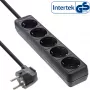 InLine Socket strip, 5-way earth contact CEE 7/3, black, 1.5m