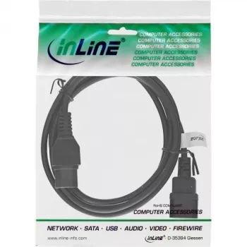 InLine power cable ext., hot condition conn. IEC-C15/IEC-C14 straight, 2m