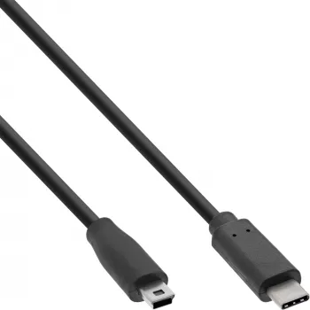 InLine USB 2.0 Cable, USB-C male / mini-B male (5pin), black, 0.5m