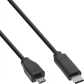 InLine USB 2.0 Cable, USB-C male / Micro-B male, black, 1m