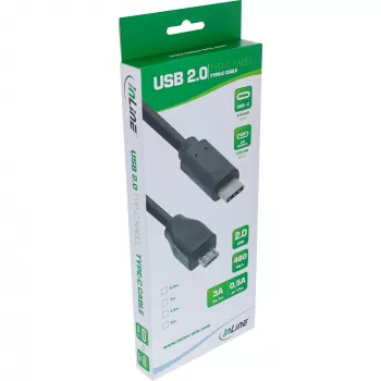 InLine USB 2.0 Cable, USB-C male / Micro-B male, black, 1m