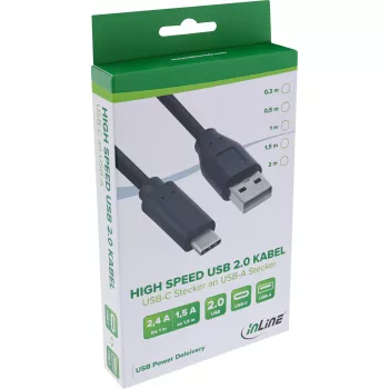 USB 2.0 Cable InLine 35732 USB-C male USB-A male black 2m