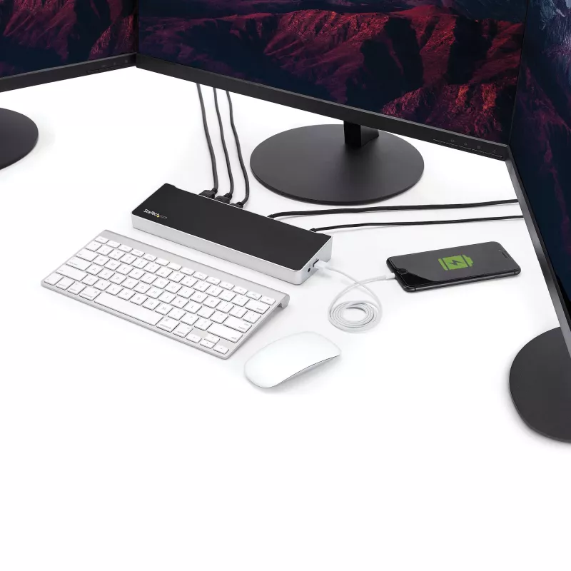 StarTech.com 4K USB-C Dock , Triple UHD 4K Monitor Docking Station, Mac & Windows, USB C to HDMI & DisplayPort, 60W Power Delivery, 5x USB 5Gbps Hub - TAA