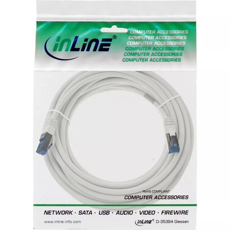 InLine Patch Cable S/FTP PiMF Cat.6A halogen free 500MHz white 20m