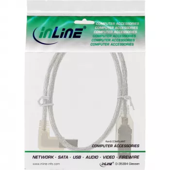 InLine USB 2.0 Cable left angled Type A male / B male transparent 2m