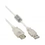 InLine USB 2.0 Extension Cable Type A M/F, transparent, w/ferrite, 1m