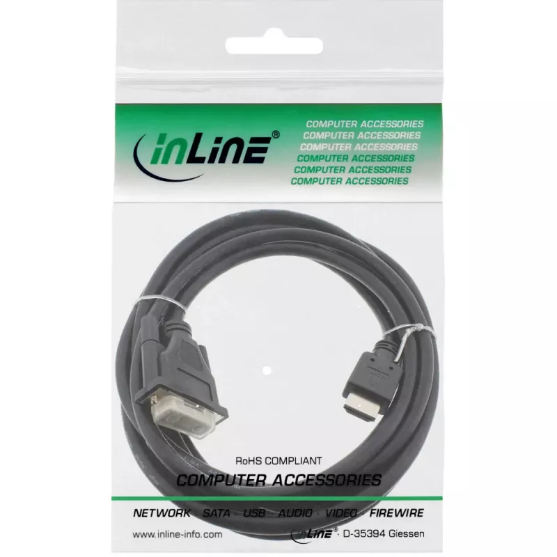 InLine HDMI-DVI Cable HDMI male / DVI male 18+1 black 3m