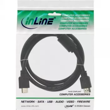 InLine HDMI Cable High Speed male + ferrite black 5m