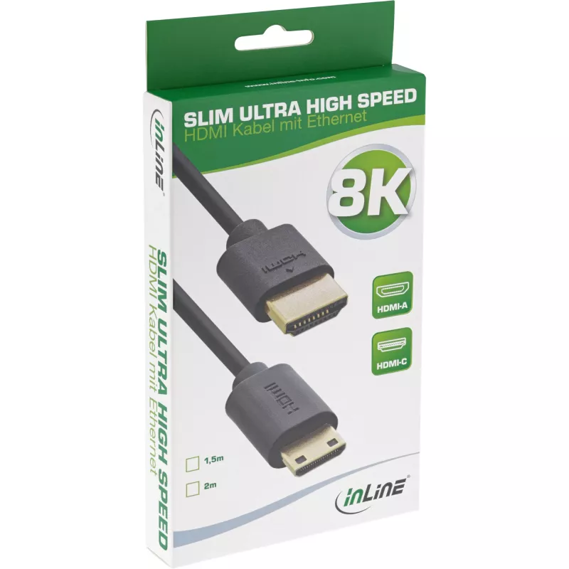 InLine Slim Ultra High Speed HDMI Cable AM/CM 8K4K gold plated black 1.5m