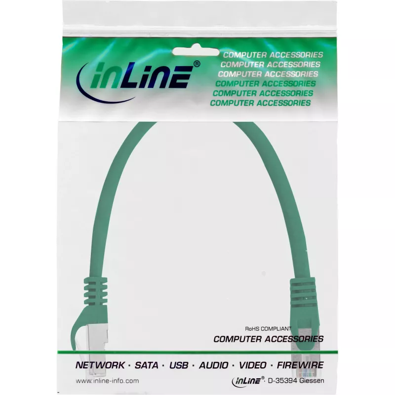 InLine Patch Cable F/UTP Cat.5e green 0.3m