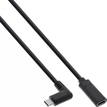USB 3.2 Gen.1x2 Cable InLine 35782 USB-C male angled / female black 2m