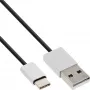 InLine USB 2.0 Cable, USB-C male / USB-A male, black/alu, flexible, 1m