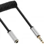 InLine Slim Audio spiral cable 3.5mm male / female, 4-pin, Stereo, 1m
