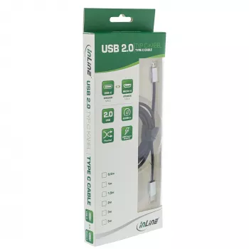 InLine USB 2.0 Cable, USB-C male / Micro-B male, black/alu, flexible, 1.5m
