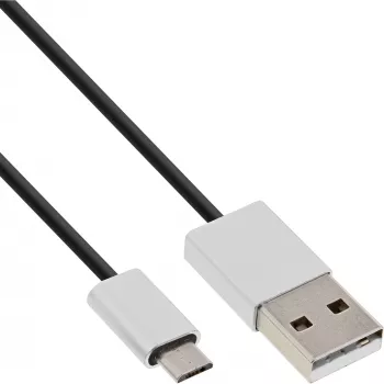 InLine Micro-USB 2.0 Cable, USB Type A / Micro B M/M, black/alu, flexible, 1m