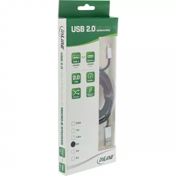 InLine Micro-USB 2.0 Cable, USB Type A / Micro B M/M, black/alu, flexible, 1m