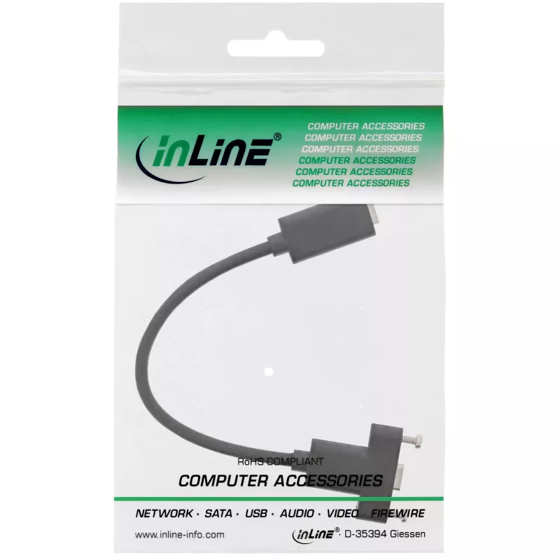 InLine USB 3.2 C female / female with flange cable, black, 0.20m