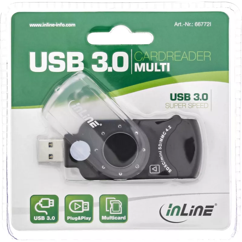 InLine Mobile card reader USB 3.0, for SD/SDHC/SDXC, microSD