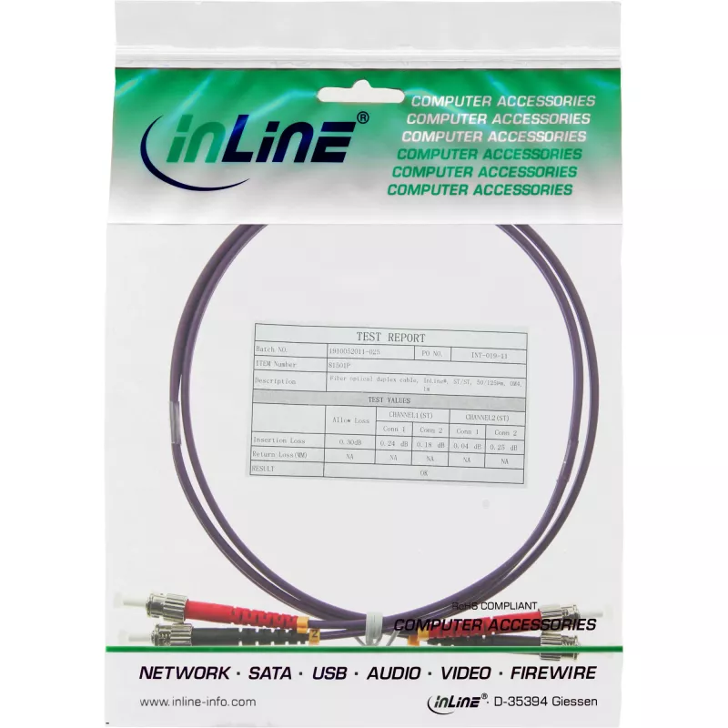 InLine Fiber Optical Duplex Cable ST/ST 50/125µm OM4 7.5m