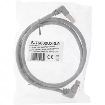 Network Cable InLine® S-76602U-0.9 angled connector Cat.6 0.9m gray