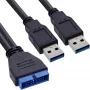 InLine USB 3.0 Premium Adapter Cable 2x USB A male / mainboard header, 0.40m
