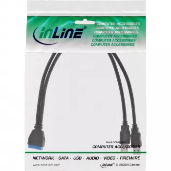 InLine USB 3.0 Premium Adapter Cable 2x USB A male / mainboard header, 0.40m