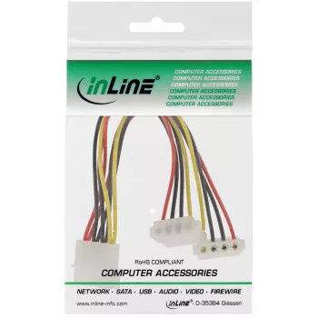 InLine Internal Power Y-Cable 1x 4pin Molex / 2x 4pin Molex angled 0.15m