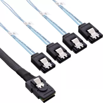 InLine SAS Connector Cable Mini SAS SFF8087 to 4x SATA Crossover OCF 1m