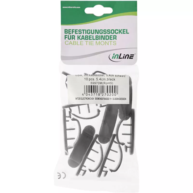 InLine 10 pcs. Bag Cable Manager with adhesive Tape 2.8cm black