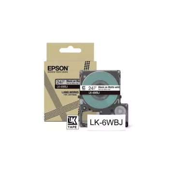 Label Printer Tape Epson LK-6WBJ Black White Thermal Transfer 2.4 cm