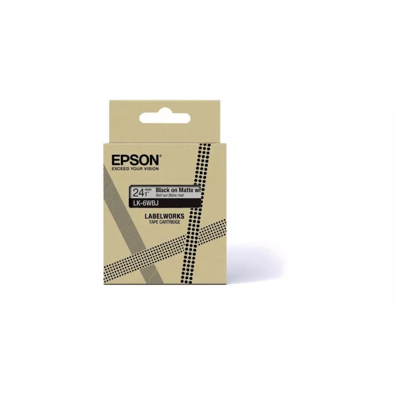 Label Printer Tape Epson LK-6WBJ Black White Thermal Transfer 2.4 cm