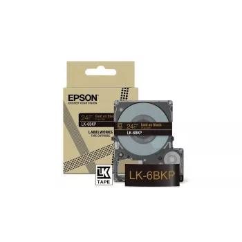 Label Tape Epson LK-6BKP Black Gold 2.4cm Thermal Transfer