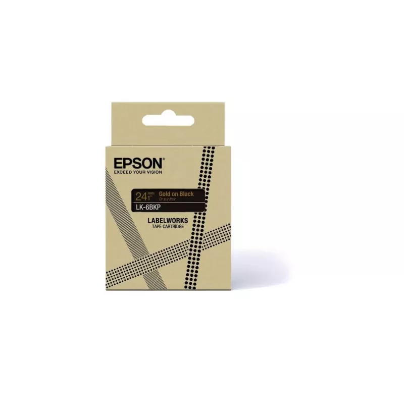 Label Tape Epson LK-6BKP Black Gold 2.4cm Thermal Transfer