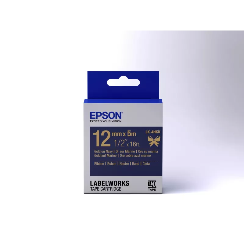 Epson Label Cartridge Satin Ribbon LK-4HKK Gold/Navy 12mm (5m)