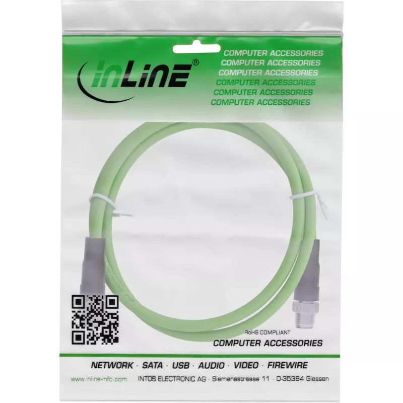 InLine Industrial network cable, M12 8-pin X-coded male/male, Cat.6A PUR 7m
