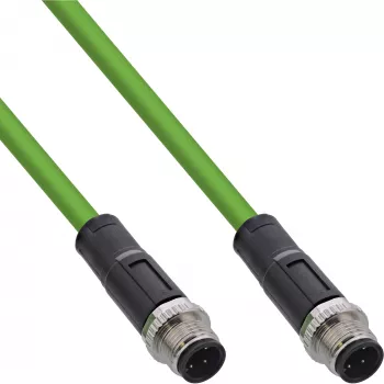 InLine Industrial network cable, M12 4-pin D-coded male/male, PUR 15m
