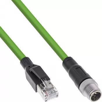 InLine Industrial network cable, M12 8-pin X-coded to RJ45 plug, Cat.6A PUR 10m