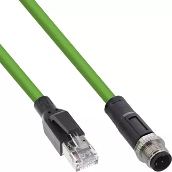 InLine Industrial network cable, M12 4-pin D-coded male plug to RJ45, PUR 5m