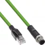 InLine Industrial network cable, M12 4-pin D-coded male plug to RJ45, PUR 15m