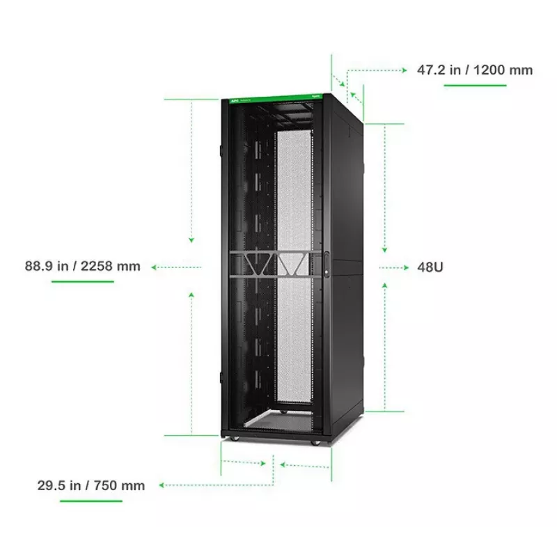 APC NetShelter SX Server Rack Gen 2, 48U, 2258H x 750W x 1200D mm, with Sides, Black