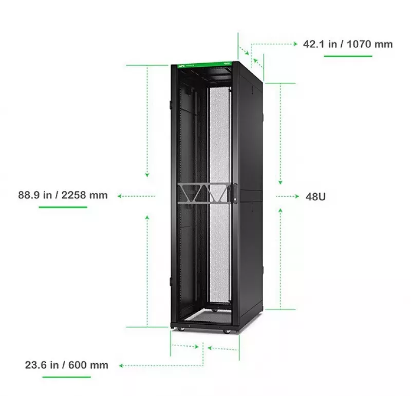 APC NetShelter SX Server Rack Gen 2, 48U, 2258H x 600W x 1070D mm, with Sides, Black