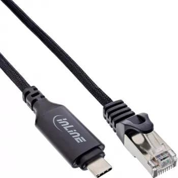 Network Cable InLine 33381A USB-C to RJ45 Cat6 2m Black
