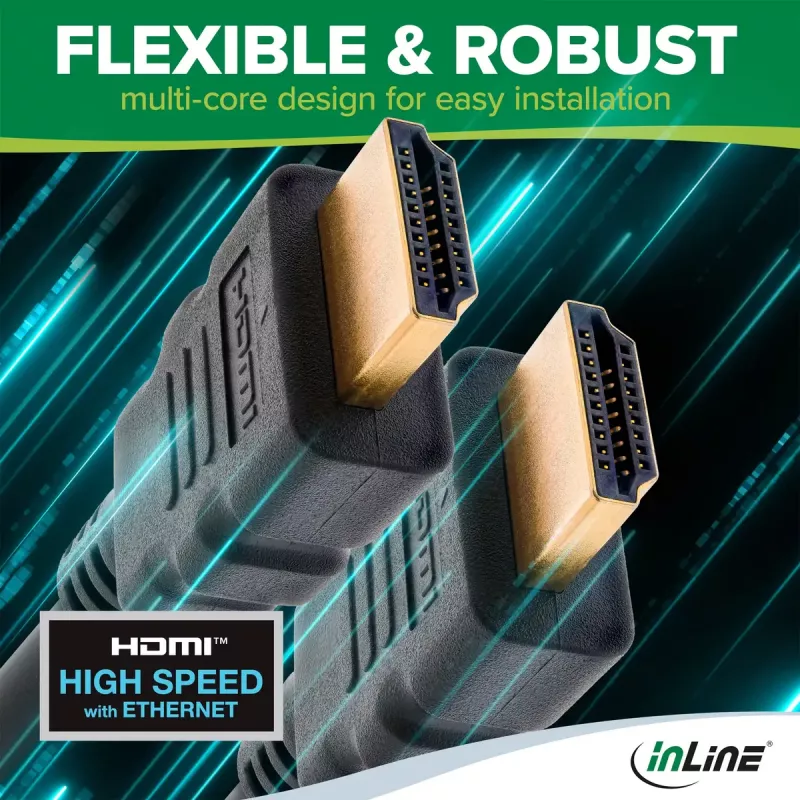 InLine HDMI cable, HDMI High Speed with Ethernet, male / male, black, 3m