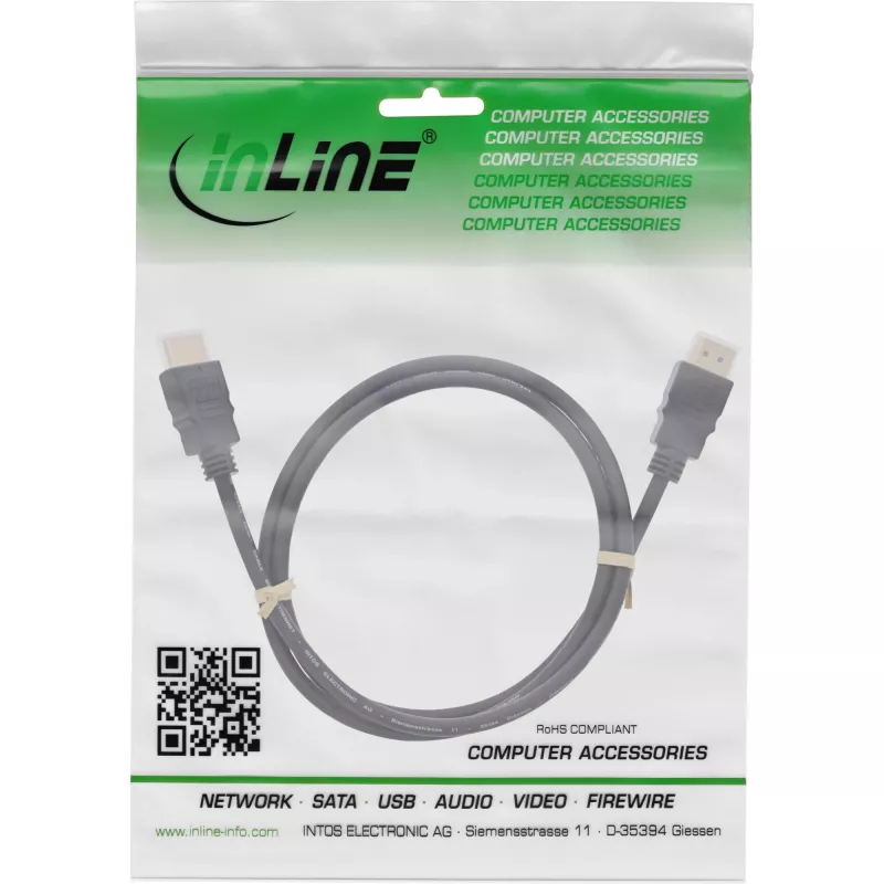InLine HDMI cable, HDMI High Speed with Ethernet, male / male, black, 7m